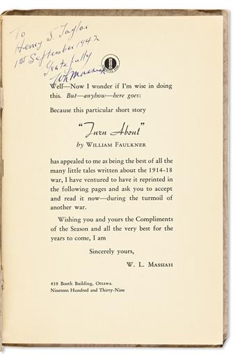 Faulkner, William (1897-1962) Turn About, Inscribed by Publisher.